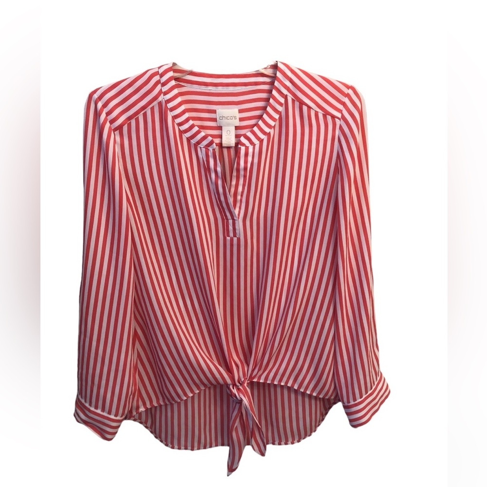 Chico’s orange and white slinky top petite 0 (4P)